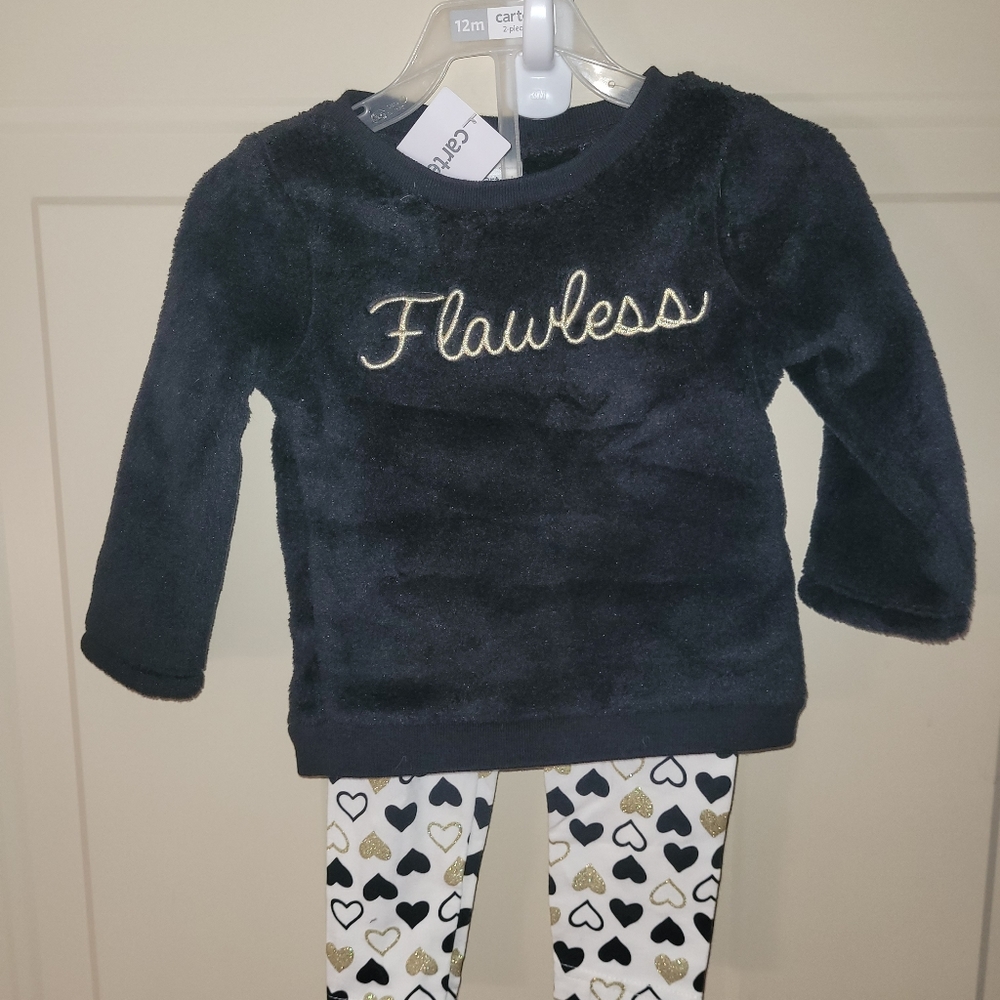 NWT Carter's 12m Girls outfit Fuzzy Sweatshirt